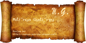 Mánya György névjegykártya